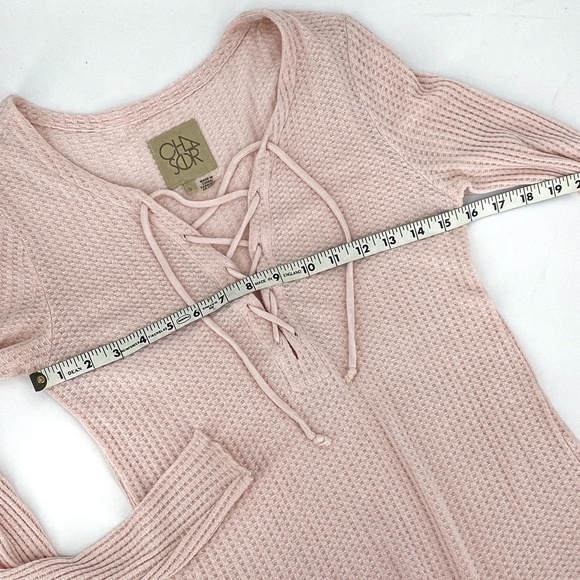 Chaser Lace Up Thermal Knit Long Sleeve Top Sz Sm - Picture 14 of 14
